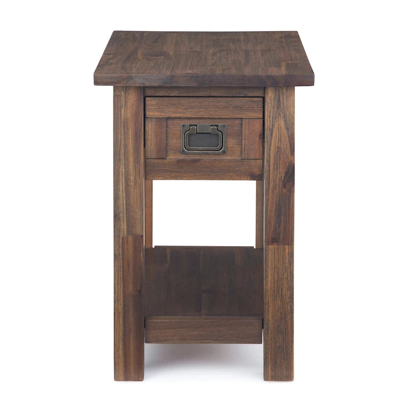 Table d'appoint étroite rustique avec tiroir, en bois d'acacia massif, 3 couleurs – 35,5 cm (l) x 61 cm (P) x 51 cm (H)