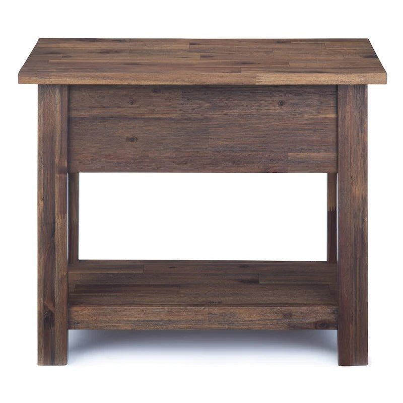 Table d'appoint étroite rustique avec tiroir, en bois d'acacia massif, 3 couleurs – 35,5 cm (l) x 61 cm (P) x 51 cm (H)