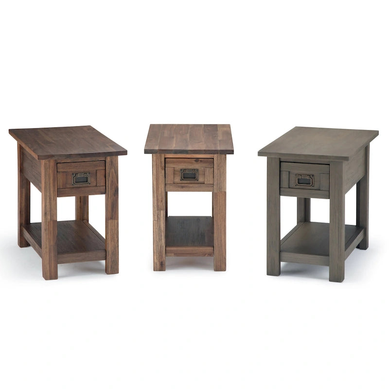 Table d'appoint étroite rustique avec tiroir, en bois d'acacia massif, 3 couleurs – 35,5 cm (l) x 61 cm (P) x 51 cm (H)