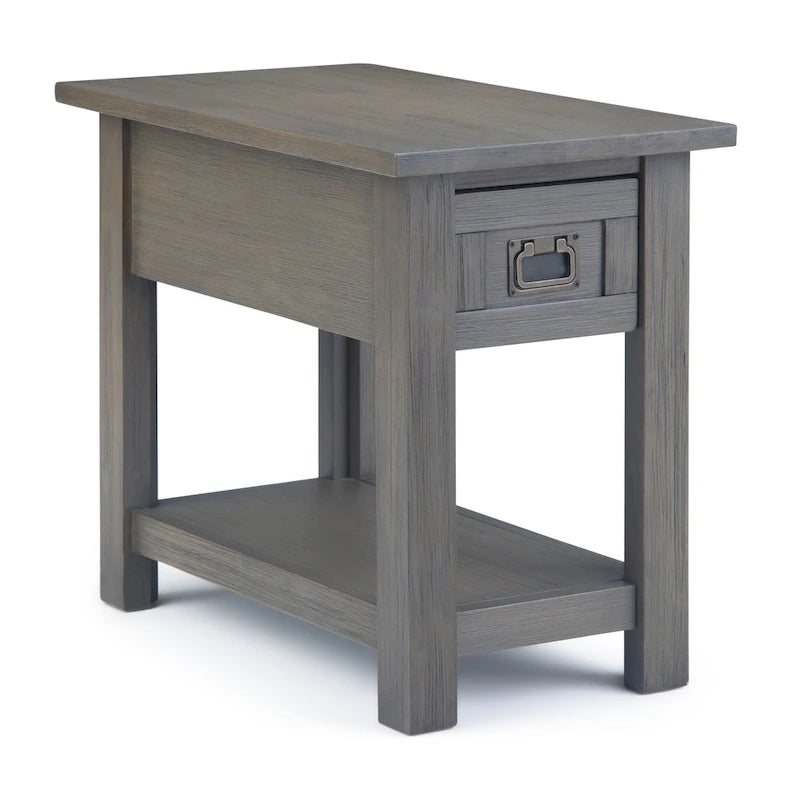 Table d'appoint étroite rustique avec tiroir, en bois d'acacia massif, 3 couleurs – 35,5 cm (l) x 61 cm (P) x 51 cm (H)
