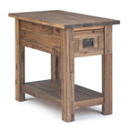 Table d'appoint étroite rustique avec tiroir, en bois d'acacia massif, 3 couleurs – 35,5 cm (l) x 61 cm (P) x 51 cm (H)