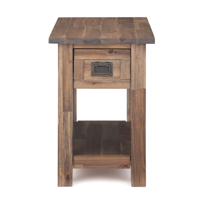 Table d'appoint étroite rustique avec tiroir, en bois d'acacia massif, 3 couleurs – 35,5 cm (l) x 61 cm (P) x 51 cm (H)