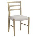 Ensemble table de salle à manger extensible en bois naturel, lavé et marron/blanc, avec 6 chaises, pouvant accueillir jusqu'à 8 personnes.