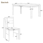 Ensemble table de salle à manger extensible en bois naturel, lavé et marron/blanc, avec 6 chaises, pouvant accueillir jusqu'à 8 personnes.
