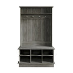 Meuble d'entrée avec banc et patères, gris clair / marron / noir / blanc / gris foncé