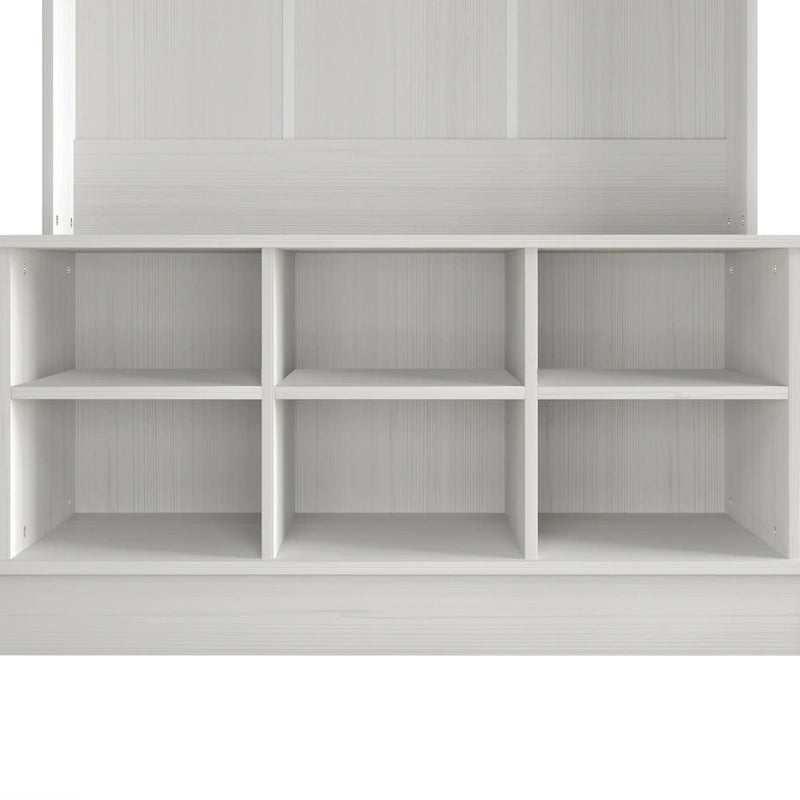 Meuble d'entrée avec banc et patères, gris clair / marron / noir / blanc / gris foncé