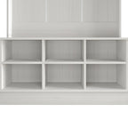 Meuble d'entrée avec banc et patères, gris clair / marron / noir / blanc / gris foncé