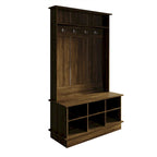 Meuble d'entrée avec banc et patères, gris clair / marron / noir / blanc / gris foncé