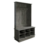 Meuble d'entrée avec banc et patères, gris clair / marron / noir / blanc / gris foncé