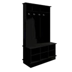 Meuble d'entrée avec banc et patères, gris clair / marron / noir / blanc / gris foncé