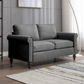 Causeuse en lin, 2 places, Gris foncé / Gris clair / Beige