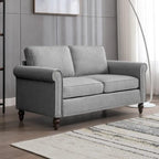 Causeuse en lin, 2 places, Gris foncé / Gris clair / Beige