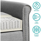 Causeuse en lin, 2 places, Gris foncé / Gris clair / Beige