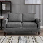 Causeuse en lin, 2 places, Gris foncé / Gris clair / Beige