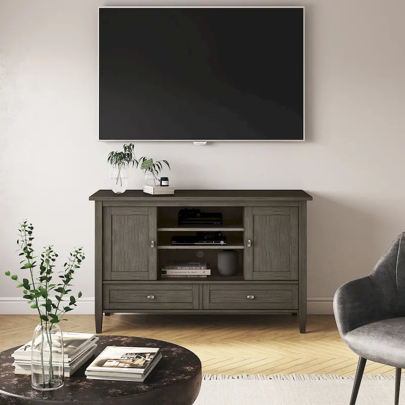 Meuble TV multimédia transitoire multicolore pour téléviseurs jusqu'à 50 pouces | Montage par 1 personne