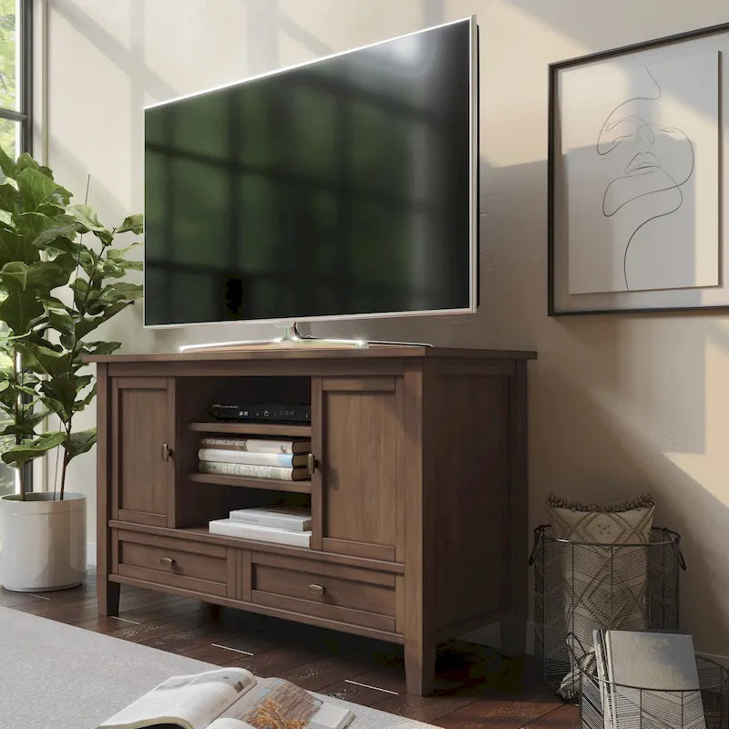 Meuble TV multimédia transitoire multicolore pour téléviseurs jusqu'à 50 pouces | Montage par 1 personne