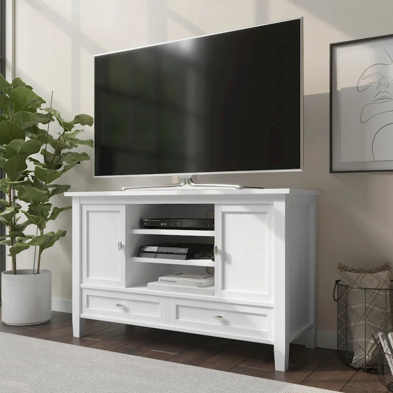 Meuble TV multimédia transitoire multicolore pour téléviseurs jusqu'à 50 pouces | Montage par 1 personne
