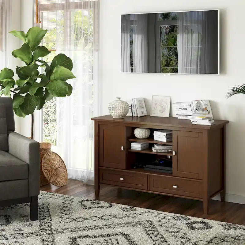 Meuble TV multimédia transitoire multicolore pour téléviseurs jusqu'à 50 pouces | Montage par 1 personne