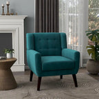 Fauteuil d'appoint capitonné en velours bleu, une place