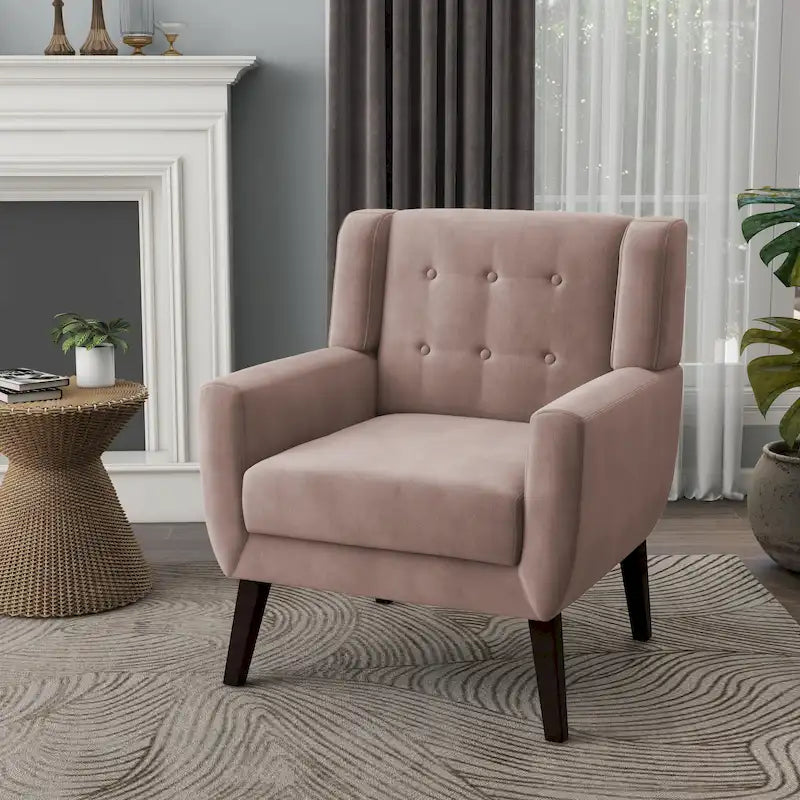 Fauteuil d'appoint capitonné en velours bleu, une place
