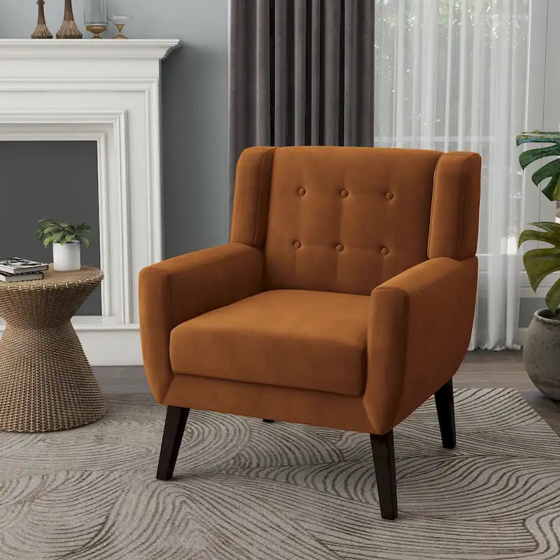 Fauteuil d'appoint capitonné en velours bleu, une place