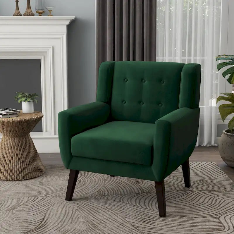 Fauteuil d'appoint capitonné en velours bleu, une place