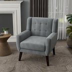 Fauteuil d'appoint capitonné en velours bleu, une place