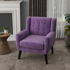 Fauteuil d'appoint capitonné en velours bleu, une place