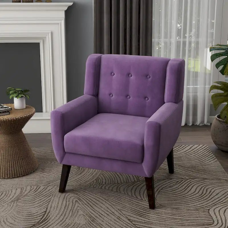 Fauteuil d'appoint capitonné en velours bleu, une place