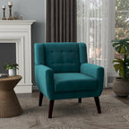 Fauteuil d'appoint capitonné en velours bleu, une place