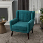 Fauteuil d'appoint capitonné en velours bleu, une place