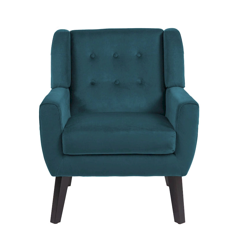 Fauteuil d'appoint capitonné en velours bleu, une place