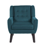Fauteuil d'appoint capitonné en velours bleu, une place