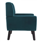 Fauteuil d'appoint capitonné en velours bleu, une place