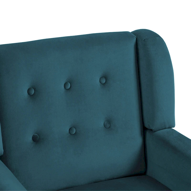Fauteuil d'appoint capitonné en velours bleu, une place