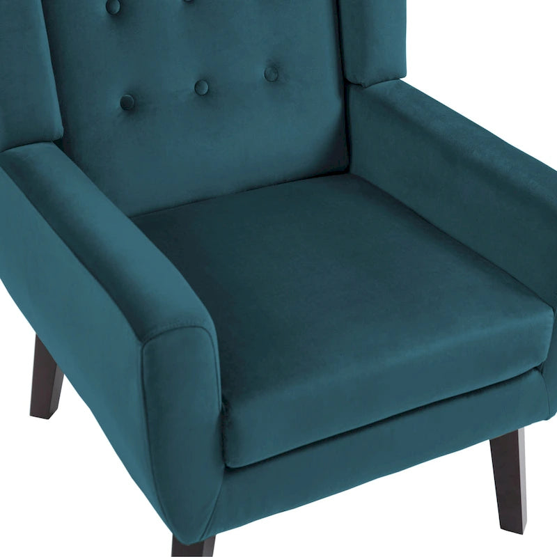 Fauteuil d'appoint capitonné en velours bleu, une place