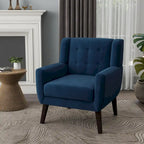Fauteuil d'appoint capitonné en velours bleu, une place