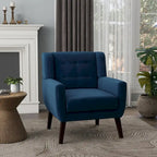 Fauteuil d'appoint capitonné en velours bleu, une place