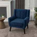 Fauteuil d'appoint capitonné en velours bleu, une place