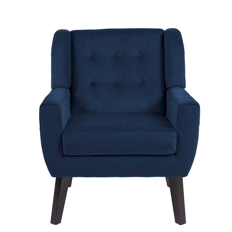 Fauteuil d'appoint capitonné en velours bleu, une place