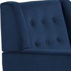Fauteuil d'appoint capitonné en velours bleu, une place