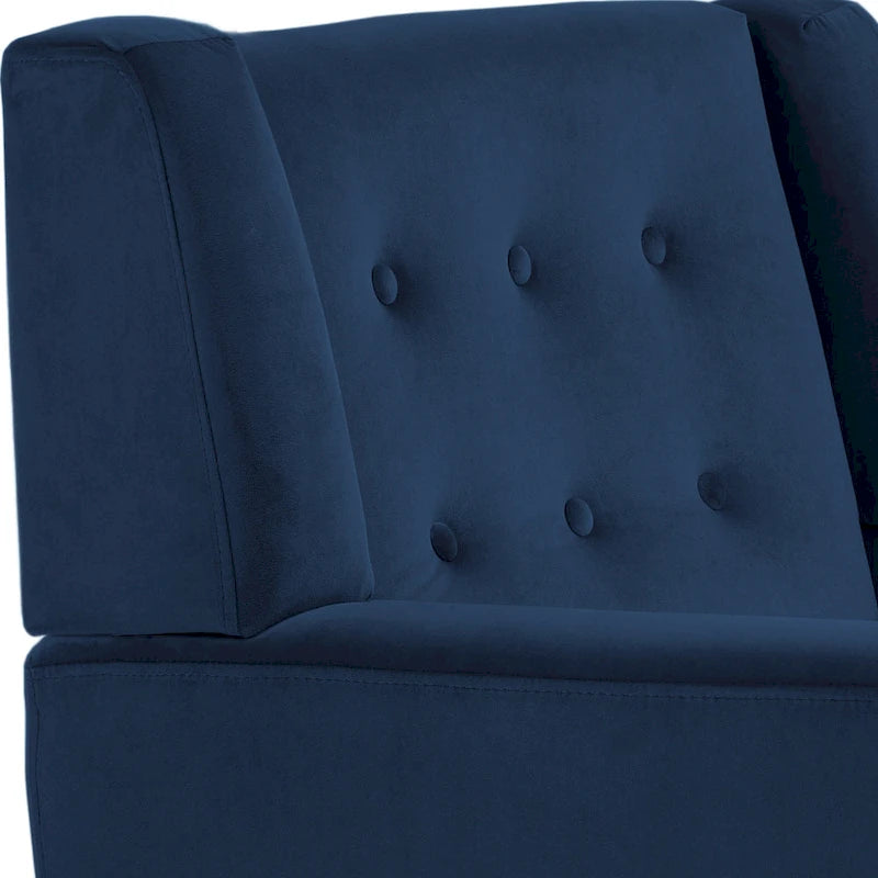 Fauteuil d'appoint capitonné en velours bleu, une place