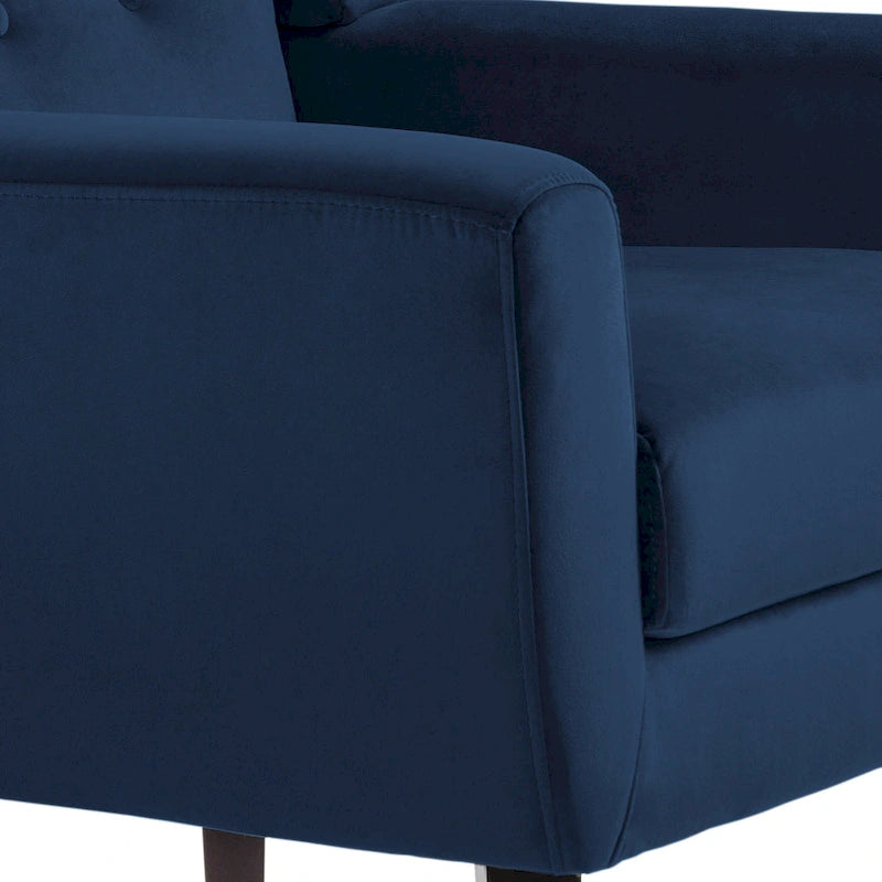 Fauteuil d'appoint capitonné en velours bleu, une place