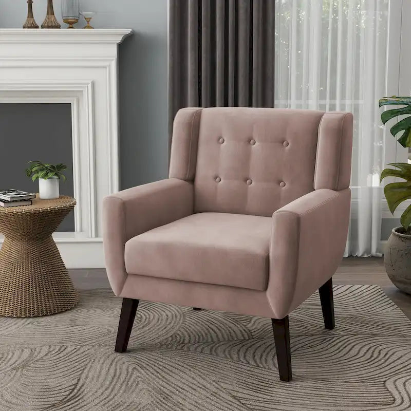 Fauteuil d'appoint capitonné en velours bleu, une place