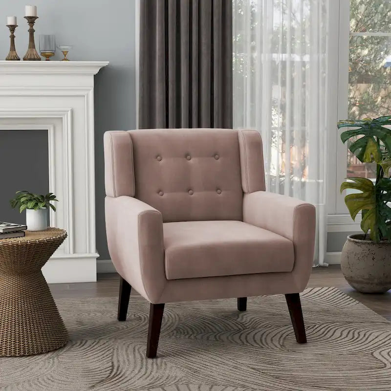 Fauteuil d'appoint capitonné en velours bleu, une place