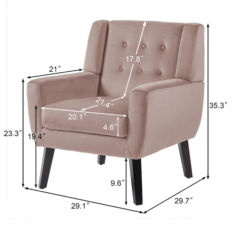 Fauteuil d'appoint capitonné en velours bleu, une place
