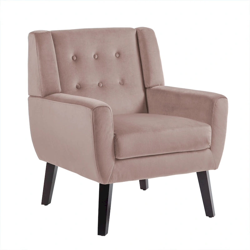 Fauteuil d'appoint capitonné en velours bleu, une place