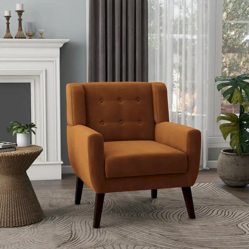 Fauteuil d'appoint capitonné en velours bleu, une place