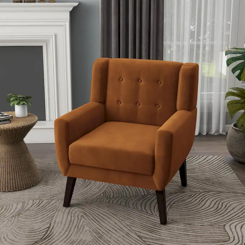 Fauteuil d'appoint capitonné en velours bleu, une place