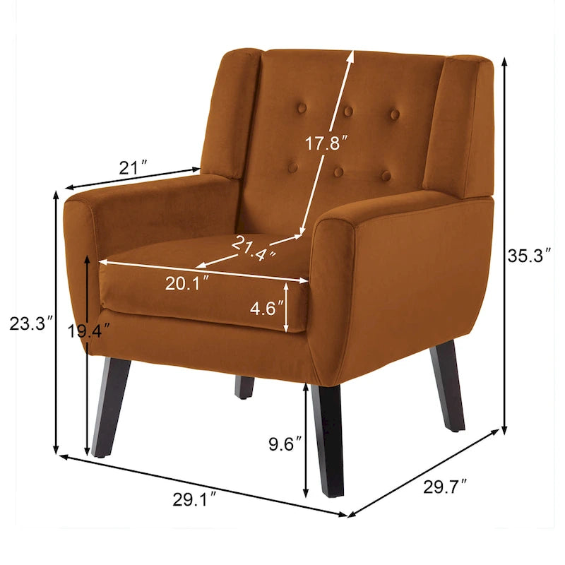 Fauteuil d'appoint capitonné en velours bleu, une place